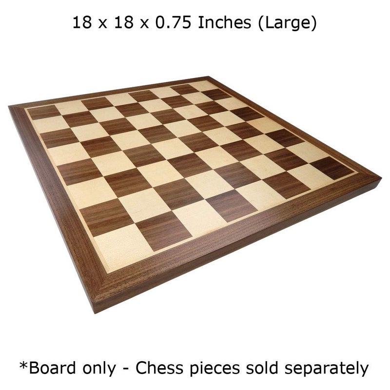 Best Chess Set لوحة شطرنج مونو رو السميكة مع خشب الجوز والقيقب المدمج، كبيرة 18 × 18 بوصة، لوحة فقط - Image 2